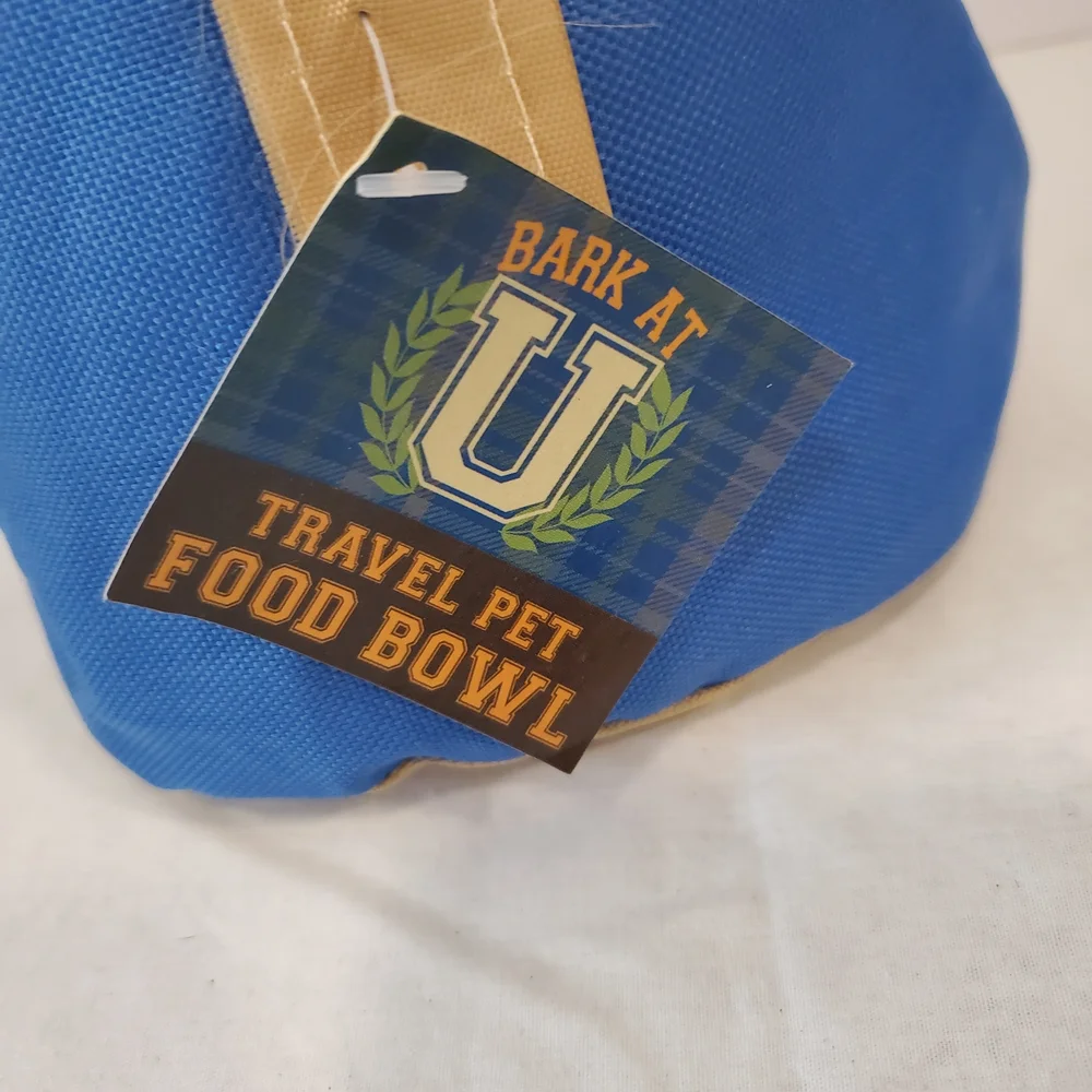 Blue and Tan Collapsible Dog Travel Bowl - 